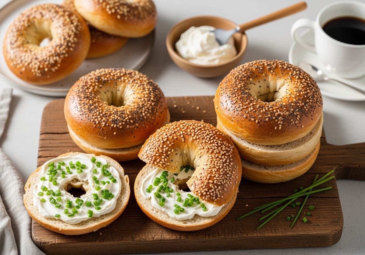 Bagels Classiques Bouillis et Cuits au Four