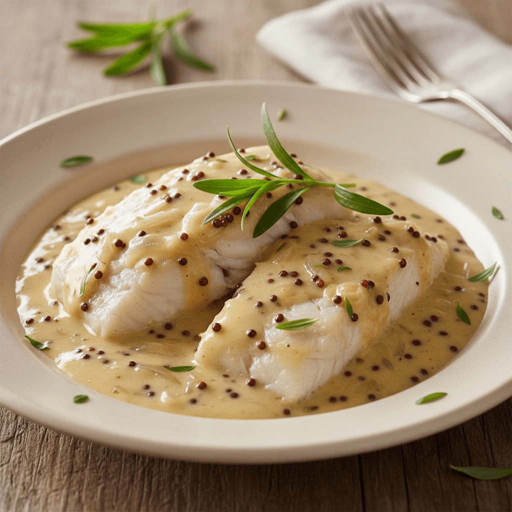 Brochet à la crème et moutarde