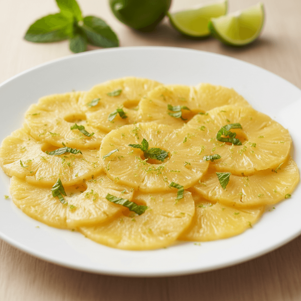 Carpaccio d'ananas à la menthe et au citron vert