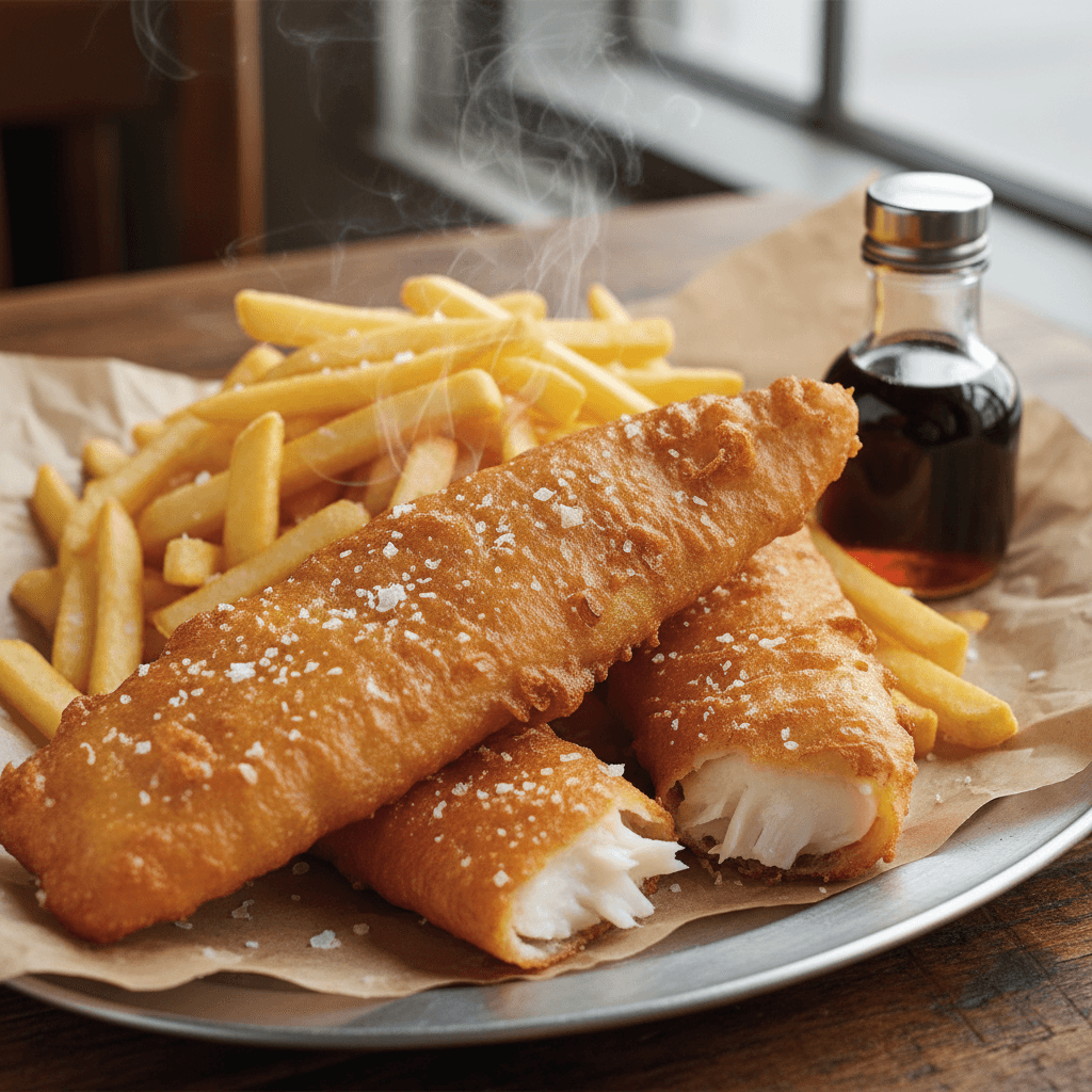 Fish and chips québécois