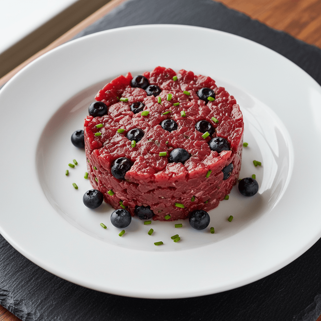 Tartare de caribou aux bleuets