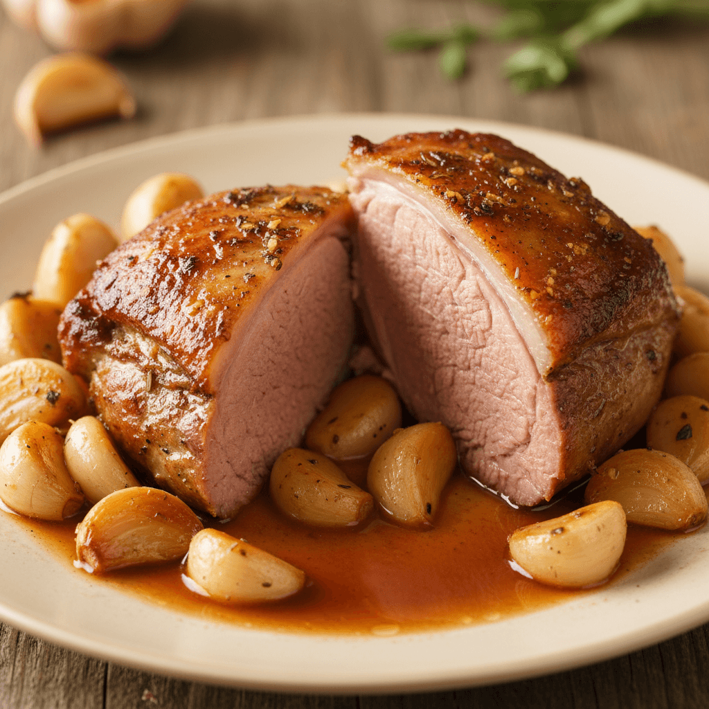 Agneau rôti en croûte d'ail (Agneau à l'ail)