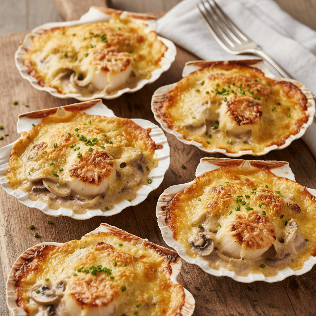 Coquilles Saint-Jacques gratinées