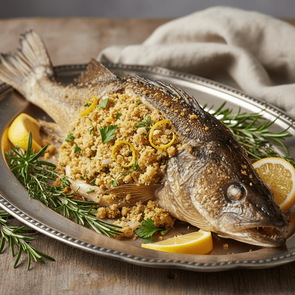 Doré farci aux herbes et chapelure