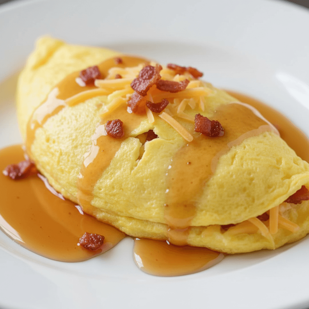 Omelette au sirop d'érable et bacon
