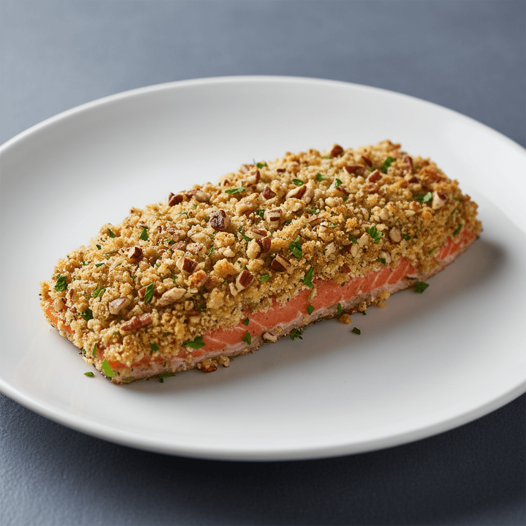 Ouananiche en croûte d'herbes et pacanes