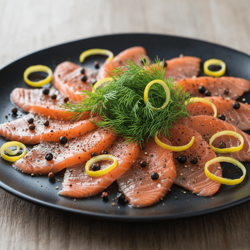 Saumon en gravlax à l'érable et genièvre