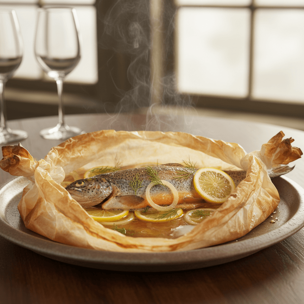Truite mouchetée en papillote